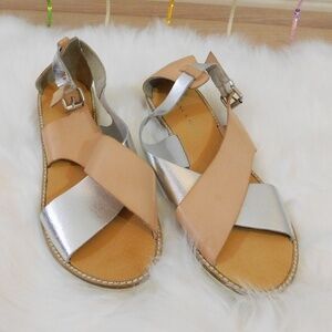 Peach & Silver Strap Sandals